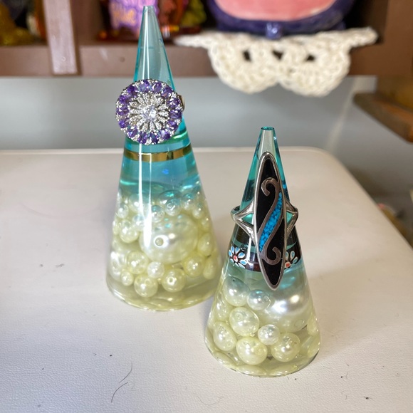 Handmade Jewelry - Set of 2 Ring stands, handmade recycled jewelry. Rings not included